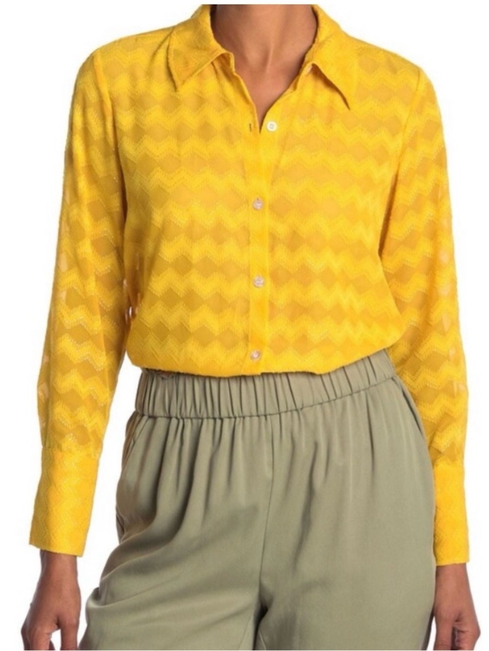 Ramy Brook Yellow Mollie georgette button-down Shirt